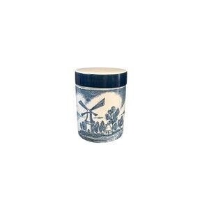 Delft Blue & White Ceramic Small Lidded Canister Handmade in Holland 3.5 In Vtg
